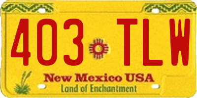 NM license plate 403TLW