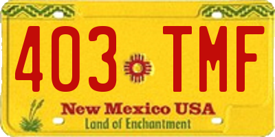 NM license plate 403TMF