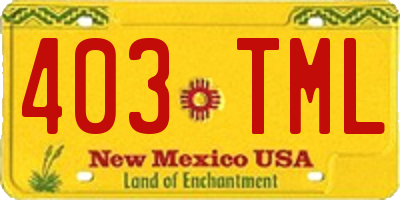 NM license plate 403TML