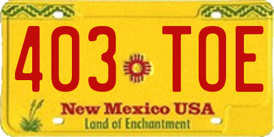 NM license plate 403TOE