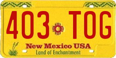 NM license plate 403TOG