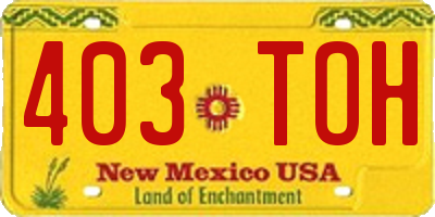 NM license plate 403TOH