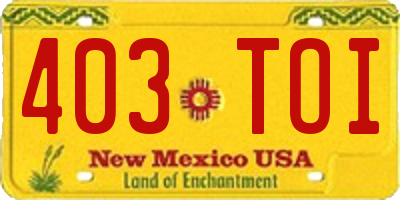 NM license plate 403TOI