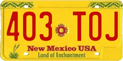 NM license plate 403TOJ