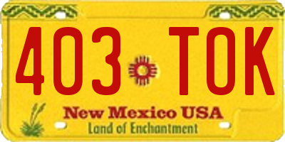 NM license plate 403TOK