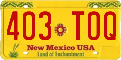 NM license plate 403TOQ