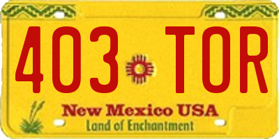 NM license plate 403TOR