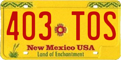NM license plate 403TOS