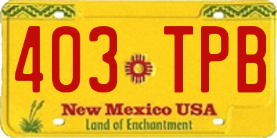 NM license plate 403TPB