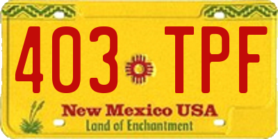NM license plate 403TPF