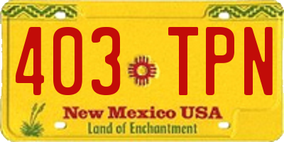 NM license plate 403TPN