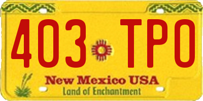 NM license plate 403TPO