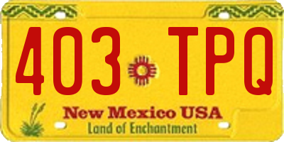 NM license plate 403TPQ