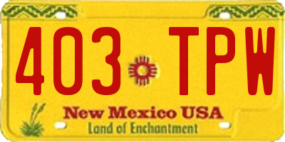 NM license plate 403TPW