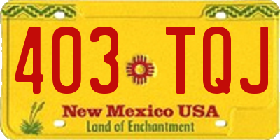 NM license plate 403TQJ