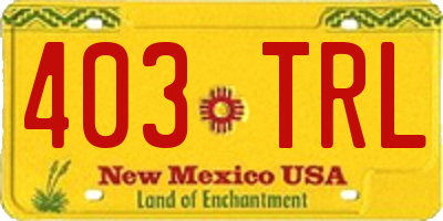 NM license plate 403TRL