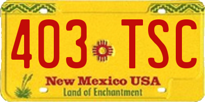 NM license plate 403TSC