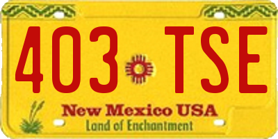 NM license plate 403TSE