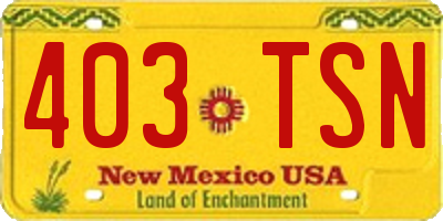 NM license plate 403TSN