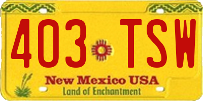 NM license plate 403TSW