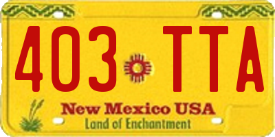 NM license plate 403TTA