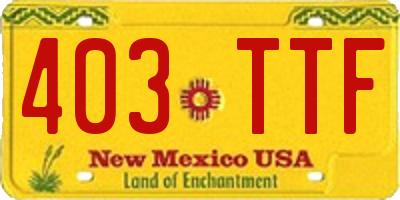 NM license plate 403TTF
