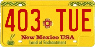 NM license plate 403TUE