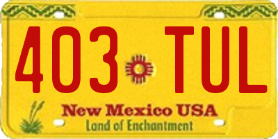 NM license plate 403TUL