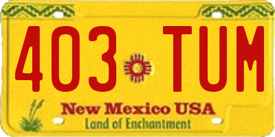 NM license plate 403TUM