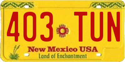 NM license plate 403TUN