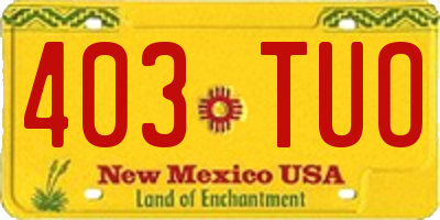 NM license plate 403TUO