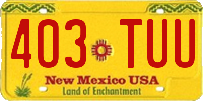 NM license plate 403TUU
