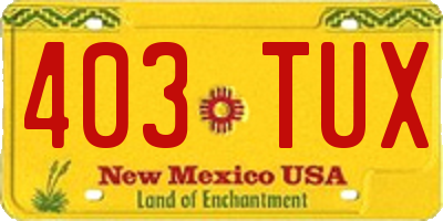 NM license plate 403TUX
