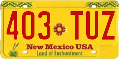 NM license plate 403TUZ