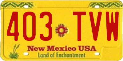 NM license plate 403TVW