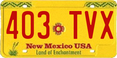 NM license plate 403TVX