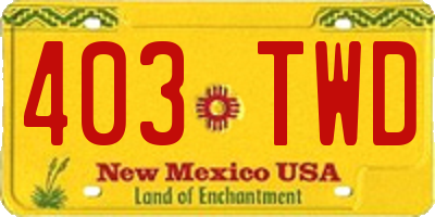NM license plate 403TWD