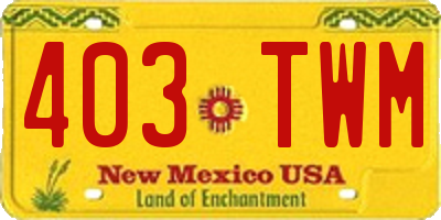 NM license plate 403TWM