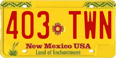 NM license plate 403TWN