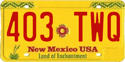 NM license plate 403TWQ