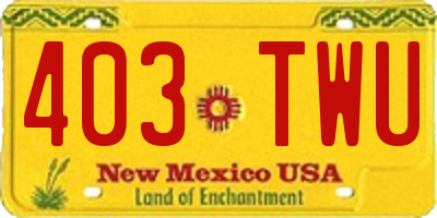 NM license plate 403TWU