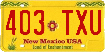 NM license plate 403TXU