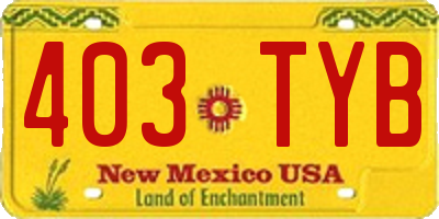 NM license plate 403TYB