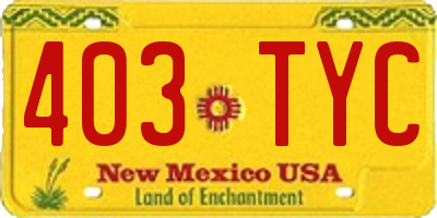 NM license plate 403TYC