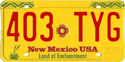 NM license plate 403TYG
