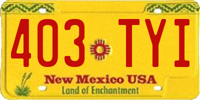 NM license plate 403TYI