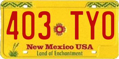 NM license plate 403TYO