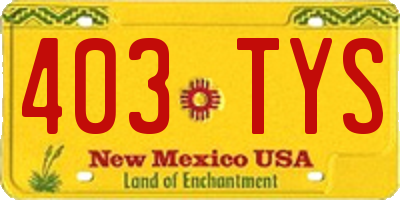 NM license plate 403TYS