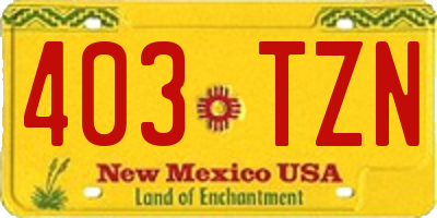 NM license plate 403TZN