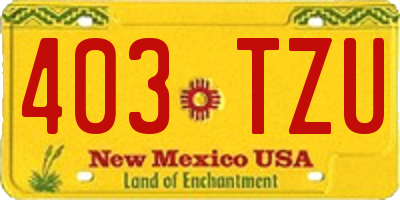 NM license plate 403TZU